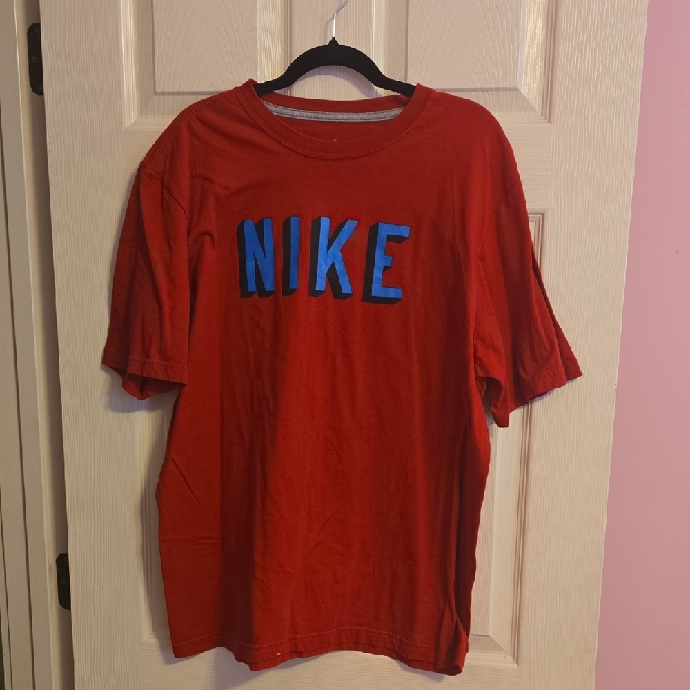 Nike Red and Blue Men's Short Sleeve Tee
